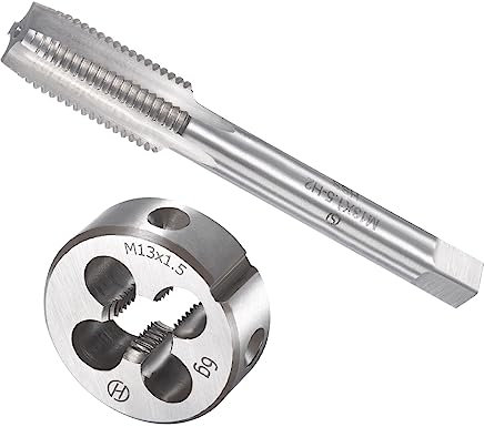 CoCud Gewindeschneiden und Matrizen Set M13 x 1.5 Gewinde Schnellarbeitsstahl Maschine Schrauben Gewindebohrer und Rundmatrizen - (für Gewindeschneiden Reparieren) 1Set