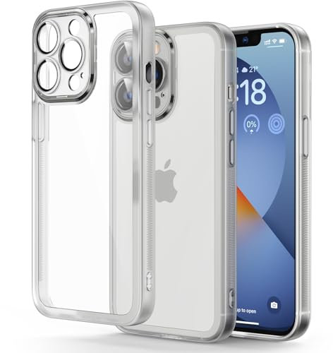 Honeyview Colored Clear Case for iPhone 13 Pro Max with Matte Border, Built-in Camera Lens Protector, Non-Yellowing, Shockproof, Armour Phone Cover for Apple iPhone 13 Pro Max 5G - White