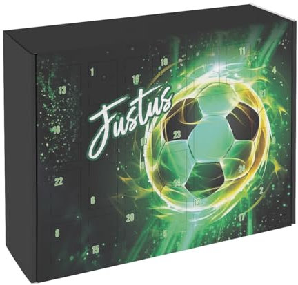 Striefchen® DIY Adventskalender für Jungen mit coolem Fußball Motiv und Wunschname bedruckt