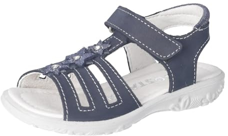 RICOSTA Mädchen Riemchensandalen Cleo, Kinder Sandalen, Weite: MITTEL, Freizeitschuhe, offene Schuhe, Strandschuhe, Sandaletten, Nautic (170), 34 EU