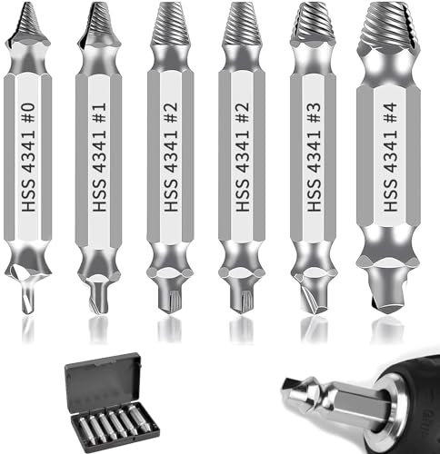 Ylinwtech 6 Stück Schraubenausdreher Set,Schrauben Entferner Klein Set,Schraubenausdreher,Zum Entfernen Leicht Beschädigter Schrauben, Hergestellt Aus Hss 4341(Silber)