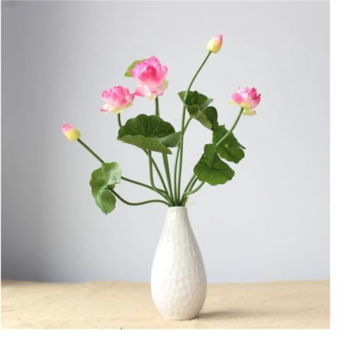 Künstlich Seerose Mini-künstliche Lotusknospe mit Blatt-Fake-Blumen-Hochzeits-Heimdekoration (Color : Pink)