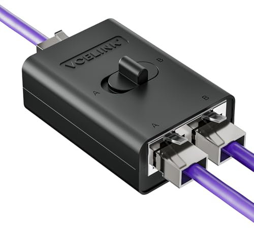 VCELINK 2 Puertos 1000Mbps Ethernet Splitter, Duplicador RJ45 Bidireccional, Duplicador Ethernet sin Necesidad de Fuente de Alimentación, para CAT8/CAT7/Cat6A/Cat6/Cat5e/Cat5, 1 Unidad