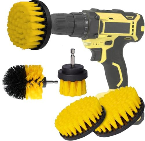 Juego de 4 cepillos de limpieza para taladro, cepillo de taladro para limpieza de accesorios, cepillo de limpieza para coche, alfombra, baño, inodoro, cocina, superficie de cerámica de mármol