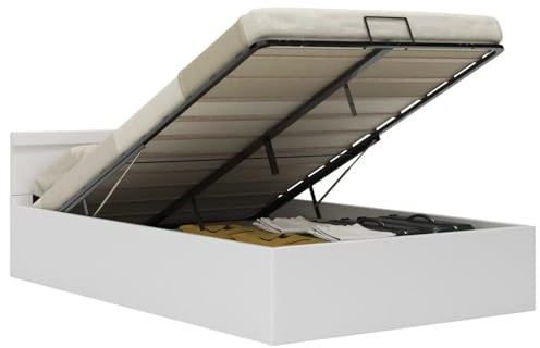 Rantry Bett mit Bettkasten Hydraulisch LED Weiß Kunstleder 120x200 cm Model285548
