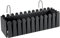 Fioriera Rettangolare con Sistema di Drenaggio Esterno Vaso Piante Fiori Conservazione Acqua Balconiera con Supporti da Ringhiera Appesa Inclusi Balcone Design Moderno - Nero - 53 cm 9Lt