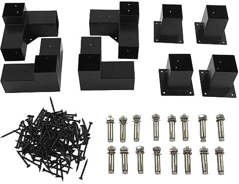 Steel Pergola Bracket Rustproof Sturdy, Compact 3 Way 6X6 Bracket, for Balconies, Courtyards, Parks, Restaurants (8pcs)