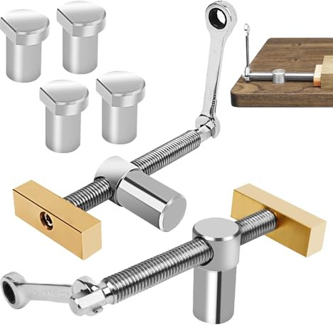 2 ganci per banco da lavoro per la lavorazione del legno, 20 mm, morsetto per banco da lavoro, morsetto per la lavorazione del legno, clip da scrivania, morsetto per fissaggio rapido, in acciaio inox