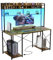 Devoko Gaming Tisch mit LED-Beleuchtung,120x60 cm DIY-Stecktafel Schreibtisch mit USB-Anschluss und Steckdose, Computertisch mit Regal & Monitorständer, Vintage-Braun