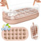 PKBD Bac a Glacon avec Couvercle, 18 Pièces Moules Glaçons Presser en Silicone pour Congélateur, Dégagement Facile, Remplissage Rapide Sans Toucher, Bac à Glaçons pour Cocktails, Whisky, Café, Rose