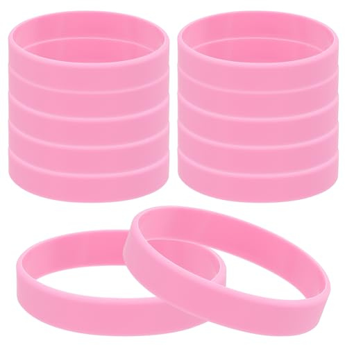 PATIKIL Bracelets en Caoutchouc de Silicone, 12 Pièces de Couleur Unie, Bracelets Extensibles Vierges en Caoutchouc Élastique pour Hommes, Femmes, Adultes, Cadeaux de Fête, Rose Clair