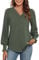 Neineiwu Bluse Damen Elegant Langarm Tops Lässig V-Ausschnitt Hemd Pullover Elegant Laternenärmel Oberteil,Olivgrün,L