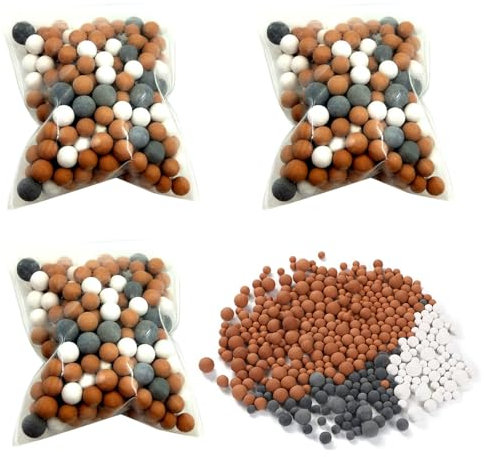 3 Paquet Boules Douche,Boules Minérales,Billes Minérales à Lons Négatifs,Recharge Billes Minérales,Minérale Balles à Douche,Anti Calcaire pour Douche,Pierres Filtrantes,pour Adoucir L'eau Dure