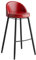 Moderner Barhocker mit niedriger Rückenlehne und Kunstleder-Sitz, 65 cm, schwarze Metallbeine, ideal für Kücheninsel, 1 Stück (rot)