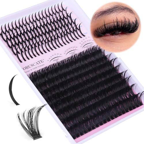 CORUSCATE 100D Cluster Lashes Spiky Individual Eyelashes Thick 10-20mm with Long Lash Spikes D Curl Lashes Individual Cluster Volume Eyelash Clusters DIY Russian Strips Lash Extension