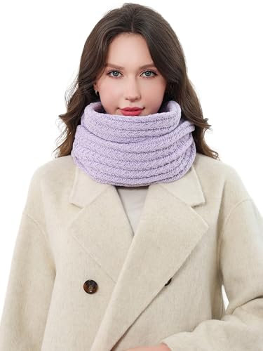 DonDon Schal Damen Winter Winterschal Strickschal Loop Schal Schlauchschal - Fliederfarben