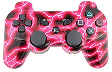 Kuuleyn Controller di gioco cablato, gamepad mimetico Pulsanti normali Scatola colorata per PS3 (modello Red)