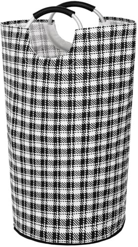 DOKEHOM 90L Large Laundry Basket, Collapsible Laundry Bag, Freestanding Tall Clothes Hamper, Foldable Washing Bin (Plaid)