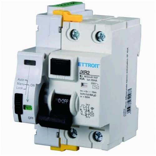 Interruttore magnetotermico differenziale salvavita, stop&go a riarmo automatico, 2P, 3 moduli, 220V 230V, 40A C40, 30mA, 10KA