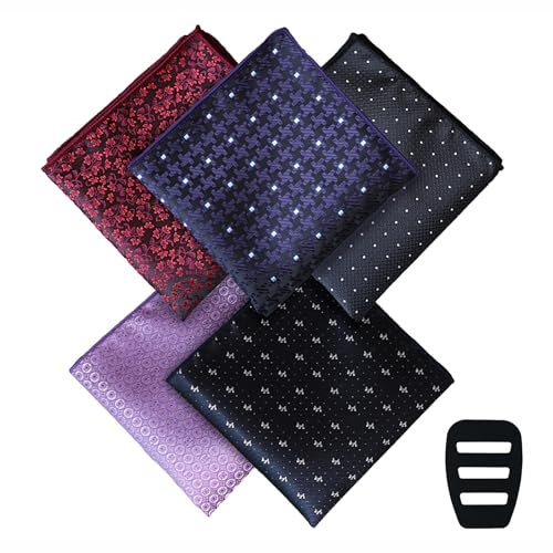 DHSUN 5 Einstecktuch und ein Einstecktuch halter Stofftaschentücher Herren taschentücher stoff einstecktuch anzug einstecktücher Für Hochzeit Party Geschäftsreise
