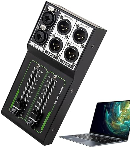 Passiv-Lautstärkeregler, Studio-Lautstärkeregler – 1 Eingang, 2 Passive Ausgangskanäle, verlustfreie Einstellung, präzise Audiosteuerung, 70-mm-Messgerät, Mund und Spiel
