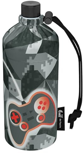 Emil Trinkflasche aus Glas für Mädchen & Jungen isolierte Glasflasche für Schule, Freizeit, Sport: Kinder & Eltern Gaming (0,4l)