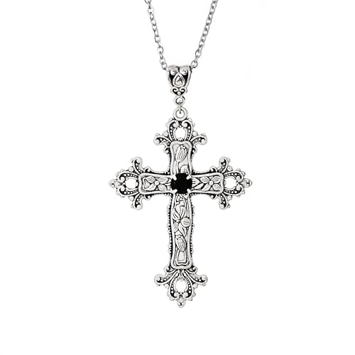 Hanary Gothic-Kreuz-Halskette, Zinklegierung, Kreuz-Anhänger, Gothic-Schmuck, Geschenk für Damen und Herren, Einheitsgröße, Edelstahl, Kein Edelstein