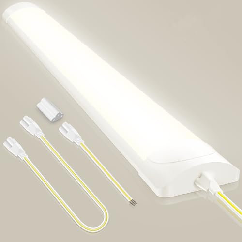 Litglobe Feuchtraumleuchte LED 90CM,30W Verknüpfbare Feuchtraumlampe,Neutralweiß 4500K LED Leuchtstoffröhre,3000LM Werkstattlampe,Wasserdicht Kellerleuchte für Küche Büro Keller Werkstätten Garage