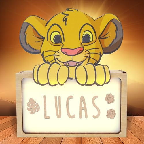 WONDEE Offizielle Disney König der Löwen Simba Lampe Personalisierte - Nachtlicht Kinder Baby und Dekoration Simba, Personalisierte Geschenke Baby und Kinder Madchen und Jungen, Disney Geschenkideen