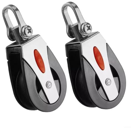 Marine Seilzug Block Segelboot Seilzug Block Heavy Duty Marine Grade Nylon Single Sheave Block mit Lagersystem für Yacht Rigging Hardware Seil Linie bis 12 mm Boot Segeln Zubehör (2 Stück)