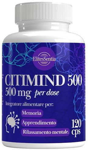 ElitesSentia CitiMind 500 | 120 Caps Per Due Mesi | Citicolina, Fosfatidilserina, Bacopa, Vitamina B6 e Boro | Memoria e focus