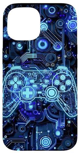 Gamer Blue Gaming Graphic Videospiel-Controller Hülle für iPhone 15