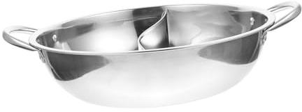 Toyvian Casserole Induction Acier Inoxydable Épaisse avec Séparateur pour Hot Pot Double Saveur Batterie de Cuisine Résistante et Polyvalente pour Réunions Familiales