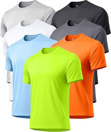 ZITY Men's Swim Shirt Short Sleeves UPF 50+ Rash Guard Fast Dry Swimming Rashguard Tee Shirt UV Protection Running Athletic T-Shirts 7 Pack