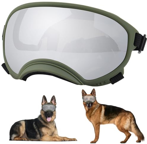 Jorzer Hundsolglasögon, stora hundglasögon med justerbar rem, UV-skyddsglasögon för hundar, vinsäkra valpsolglasögon för medelstora husdjur glasögon för hundar och ögonskydd. Husdjurstillbehör