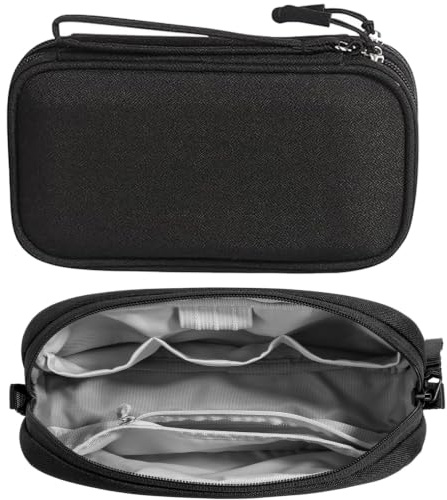 BOFYTR Small Pouch, Travel Essentials Tech Organizer, Compact Electronics Storage Bag with Multiple Compartments, Black Single-Layer Design for Daily Commute and Business Trips
