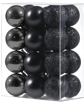 Set of 24 Mini Shatterproof Christmas Balls Tree Ornaments Party Decoration, 3cm/1.18'' (Black)