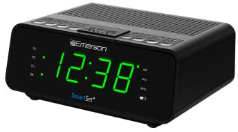 Emerson SmartSet Alarm Clock Radio with AM/FM Radio, Dimmer, Sleep Timer and .9 LED Display, CKS1900 (Black)