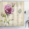 ABAKUHAUS Rose Duschvorhang, Vintage Delicate, Stoffliches Gewebe Badezimmerdekorationsset mit Haken, 175 x 180 cm, Tan Pale Pink Grün