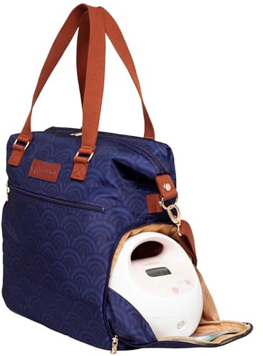 Sarah Wells Lizzy Breast Pump Bag – Stylish Pump Tote with Insulated Cooler Pocket, Laptop Sleeve – Fits Portable Pumps & More – Easy-Clean, Lightweight Breastfeeding Bag (Deco)