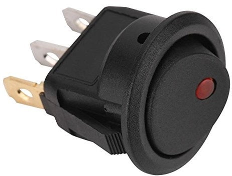 Keenso Wippschalter, 12 V, Ein-/Ausschalter mit LED-Anzeige, Ein-/Aus-Schalter, rund, LED, 12 V, rund, für Auto, LKW, SPST-Schalter, rotes Licht
