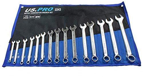 US PRO Tools 2243 - Juego de llaves combinadas métricas de 15 piezas, 6-22 mm