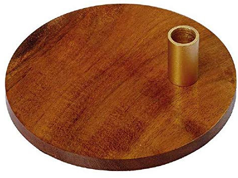 Holzleuchter für ganz dünne Kerzen Ø 13 mm auf Sternplatte mit Kerzentülle in Gold