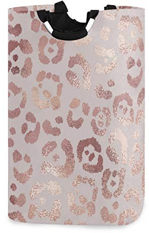 Mnsruu Panier à linge imperméable et pliable motif léopard, couleur or rose, pour ranger le linge sale, les jouets - Pour chambre, salle de bain, dortoir