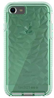 tech21 Evo Gem Drop Proof Protective Case for iPhone SE 2020 / iPhone 8 / iPhone 7 / iPhone 6 - Ultra Thin Clear Back, Anti-Scratch - Green - Bulk Packaging
