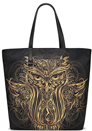 BKEOY Große Damen Handtasche Schultertasche Boho Maskottchen Eulen Tote Shopper Organizer Taschen