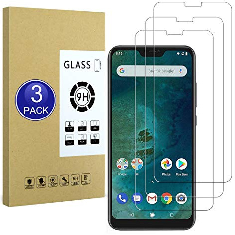 X-Dision [3 Piezas Compatible con Protector de Pantalla Xiaomi Mi A2 Lite,Película Protectora 2.5D[Dureza 9H,Compatible con Estuches,A prueba Roturas] Premium Película Vidrio Templado
