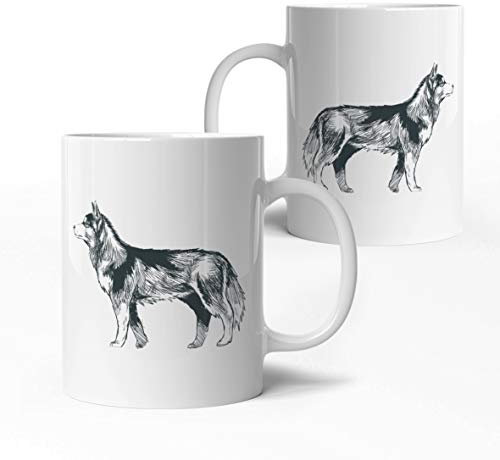 tassenprinter Husky Hunde Tasse - Hunderasse Tasse - weiß 300ml Keramik Kaffee-Tasse - Hunde Geschenk-Idee Geburtstag - edel & schlicht - spülmaschinen- & mikrowellengeeignet (07-Husky)