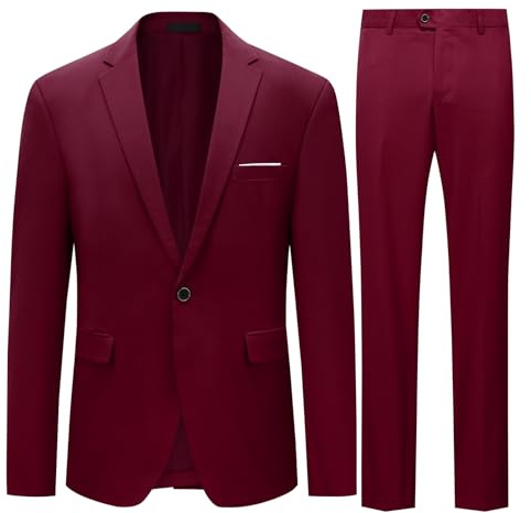 Allthemen Costume Homme 2 Pieces Cintré Blazer et Pantalon Smoking Mariage | Slim fit,col châle,1 bouton,fente dos,Men Suits,4 saisons,casual chic,uni,veste+pantalon,d'affiares casual fete,avec poches