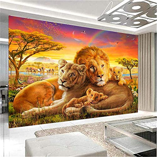 SWECOMZE 5D Diamond Painting Löwenfamilie DIY Diamant Malerei Crystal Full Bohrer Strass Stickerei Handgemachtes Arts Daheim Dekoration (C,100x70cm)